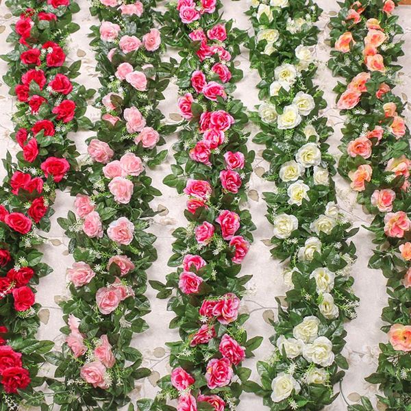 artificial silk flowers fake rose flower rattan garland string vine green leaves for wedding home garden wall hanging decoration
artificial silk flowers fake rose flower rattan garland string vine green leaves for wedding home garden wall hanging decoration