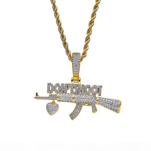 personalized men gun shape pendant necklace gold color don't shoot letter necklace iced out cubic zirconia men's hip hop rock jewe, Silver
personalized men gun shape pendant necklace gold color don't shoot letter necklace iced out cubic zirconia men's hip hop rock jewe, Silver