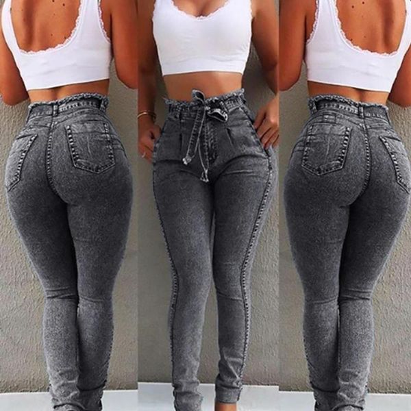2020 new summer high waist jeans women streetwear bandage denim plus size jeans femme pencil pants skinny woman, Blue
2020 new summer high waist jeans women streetwear bandage denim plus size jeans femme pencil pants skinny woman, Blue