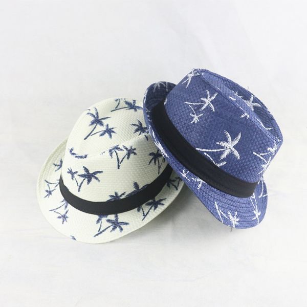 child linen woven jazz straw hat men women coconut tree pattern sun hat summer beach travel sunscreen ribbon u27, Blue;gray
child linen woven jazz straw hat men women coconut tree pattern sun hat summer beach travel sunscreen ribbon u27, Blue;gray