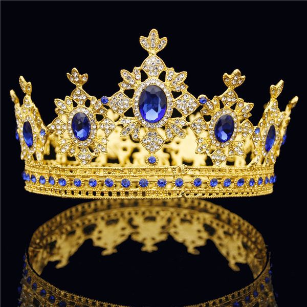 gorgeous vintage baroque gold queen king tiara crown for bridal wedding hair jewelry metal blue crystal round diadem ornaments mx200720, White;golden
gorgeous vintage baroque gold queen king tiara crown for bridal wedding hair jewelry metal blue crystal round diadem ornaments mx200720, White;golden