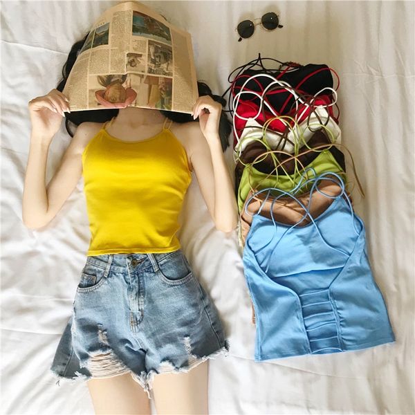 original new elegant back thread sling vest strap chest pad slim multi-color tube base coat camisole shoulder vest, White
original new elegant back thread sling vest strap chest pad slim multi-color tube base coat camisole shoulder vest, White