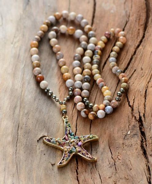 women vintage necklace 8mm chrysanthemum stone pyrite starfish pendant necklace handmade beaded women lariat necklace t200113, Silver
women vintage necklace 8mm chrysanthemum stone pyrite starfish pendant necklace handmade beaded women lariat necklace t200113, Silver