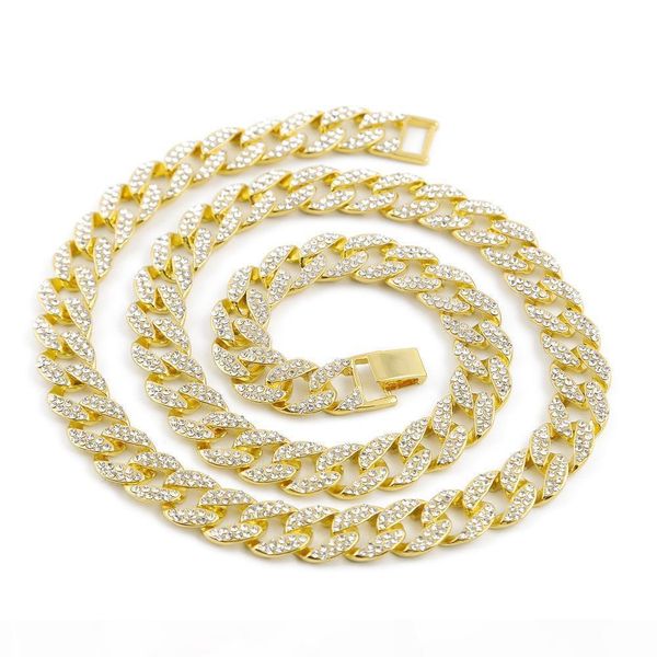 iced out bling rhinestone golden silver finish miami cuban link chain necklace men's hip hop necklace jewelry 16 18 20 24 inch t190626
iced out bling rhinestone golden silver finish miami cuban link chain necklace men's hip hop necklace jewelry 16 18 20 24 inch t190626