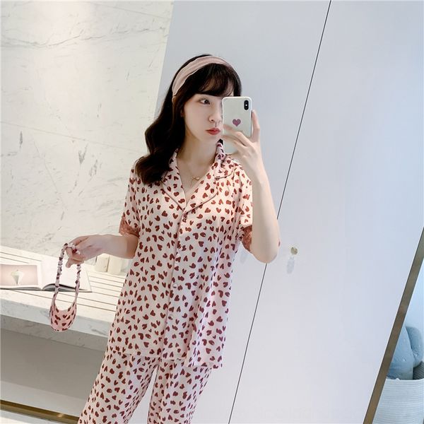 a5ajl women's trousers pajamas pajamas summer satin silk-like lace small peach heart cute cardigan short-sleeved trousers suit with eye, Blue;red
a5ajl women's trousers pajamas pajamas summer satin silk-like lace small peach heart cute cardigan short-sleeved trousers suit with eye, Blue;red