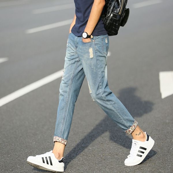 men's cropped jeans 2020 new style men's stretch slim fit korean style trendy cropped nine nine pants jeans ankle-length pants, Blue
men's cropped jeans 2020 new style men's stretch slim fit korean style trendy cropped nine nine pants jeans ankle-length pants, Blue