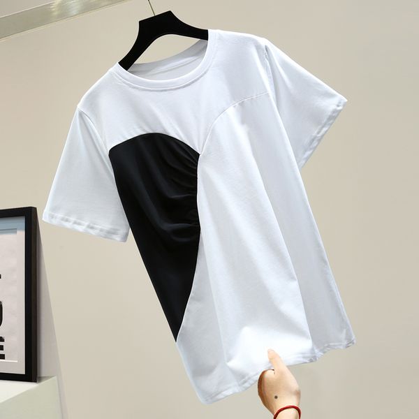 2020 summer korean-style t shirt womens summer fashion temperament design contrasting color all-match short sleeved t-shirt, White
2020 summer korean-style t shirt womens summer fashion temperament design contrasting color all-match short sleeved t-shirt, White