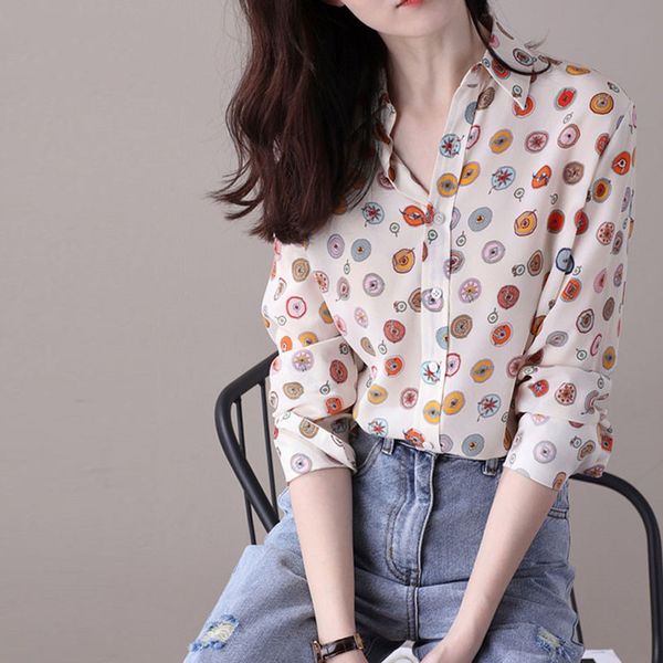silk cute print women's blouse long sleeve turn-down collar soft lady shirt and 2020 new, White
silk cute print women's blouse long sleeve turn-down collar soft lady shirt and 2020 new, White