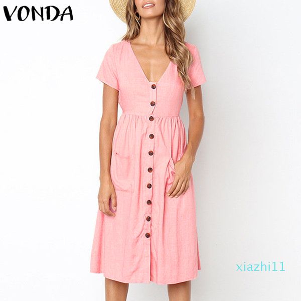 plus size women casual dress summer deep v-neck short sleeve with button dress elegant knee-length solid vestidos 5 color, Black;gray
plus size women casual dress summer deep v-neck short sleeve with button dress elegant knee-length solid vestidos 5 color, Black;gray