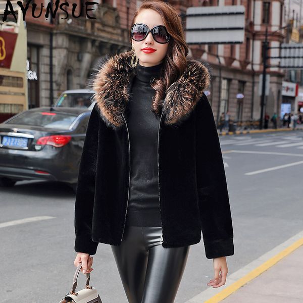 ayunsue double faced fur coat female natural wool fur coats winter jacket women raccoon collar genuine leather jacket my4462, Black
ayunsue double faced fur coat female natural wool fur coats winter jacket women raccoon collar genuine leather jacket my4462, Black