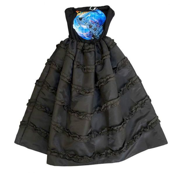 women dress ruffles color matching printing vintgae dresses black vintage long dresses sleeveless women clothes p609, Black;gray
women dress ruffles color matching printing vintgae dresses black vintage long dresses sleeveless women clothes p609, Black;gray