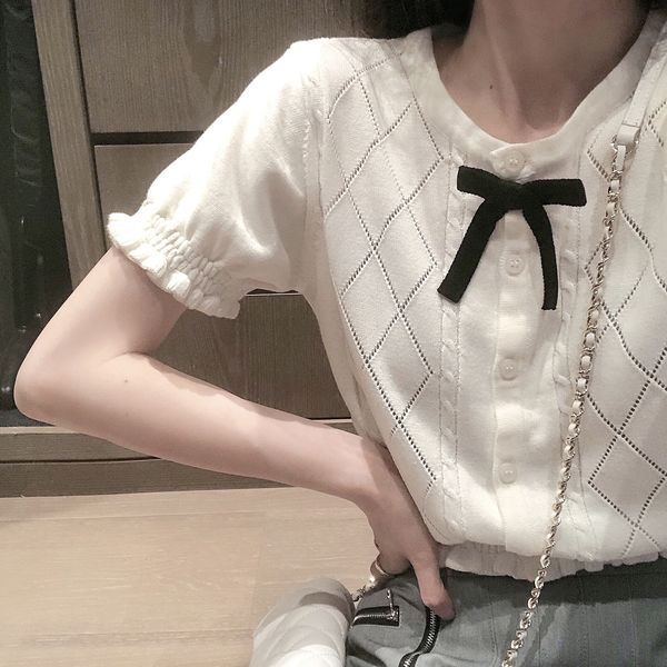 cute and cute bow short summer breathable and cool wooden butterfly jacket jacket ear knitted short sleeve women, White;black
cute and cute bow short summer breathable and cool wooden butterfly jacket jacket ear knitted short sleeve women, White;black