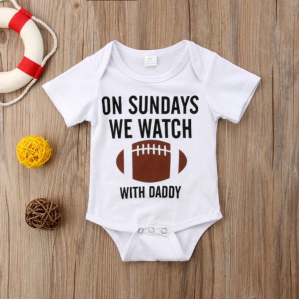 new casual newborn baby boy girl short sleeve letter print on sundays we watch with daddy cotton romper baby clothes hot, Blue
new casual newborn baby boy girl short sleeve letter print on sundays we watch with daddy cotton romper baby clothes hot, Blue