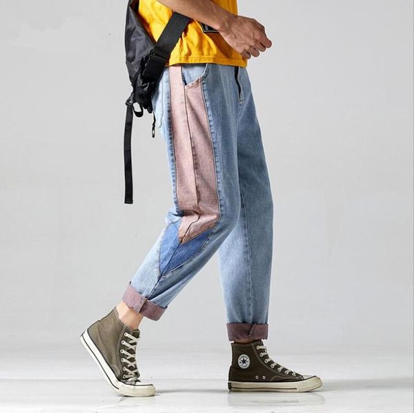 2020 autumn fashion men jeans loose spliced designer cargo denim straight pants man trousers casual hip hop joggers pants w696, Blue
2020 autumn fashion men jeans loose spliced designer cargo denim straight pants man trousers casual hip hop joggers pants w696, Blue