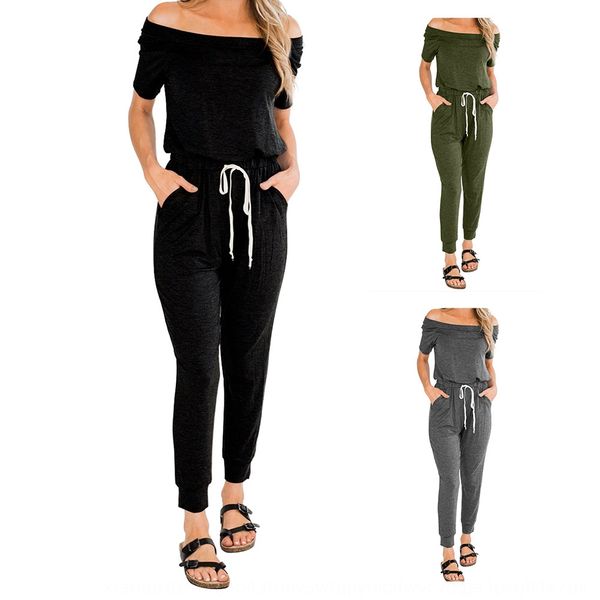 solid color short sleeve off-shoulder jumpsuit women's 2020 summer casual simple clothing sports pants sports pants women's clothi, Black;white
solid color short sleeve off-shoulder jumpsuit women's 2020 summer casual simple clothing sports pants sports pants women's clothi, Black;white