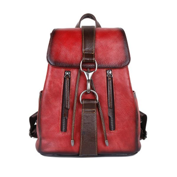 women vintage real leather backpack for lady retro red brown first layer cowhide daypack
women vintage real leather backpack for lady retro red brown first layer cowhide daypack