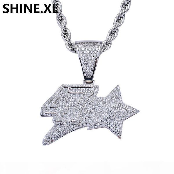 men and women white gold hip hop number 47 star pendant necklace charms cubic zircon stone jewelry gifts, Silver
men and women white gold hip hop number 47 star pendant necklace charms cubic zircon stone jewelry gifts, Silver