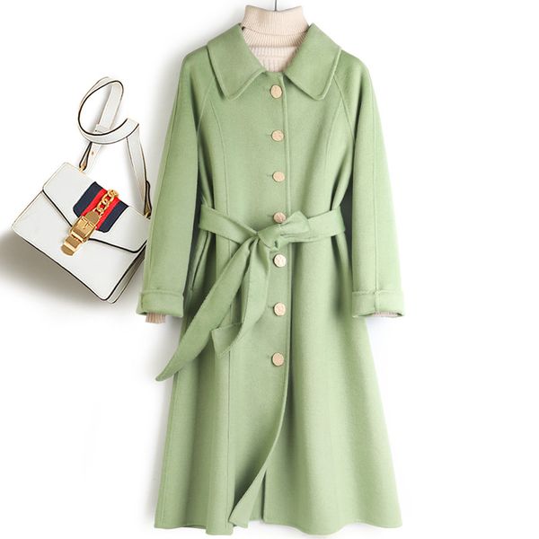 women's wool & blends single breasted baby collar double face coat medium and long style in stock autumn winter 2021, Black
women's wool & blends single breasted baby collar double face coat medium and long style in stock autumn winter 2021, Black