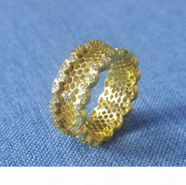 18k yellow gold women wedding cz diamond ring original box for pan 925 sterling silver honeycomb rings set w198
18k yellow gold women wedding cz diamond ring original box for pan 925 sterling silver honeycomb rings set w198