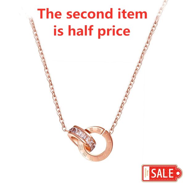korean style double-ring rose gold necklace women's titanium steel choker simple roman digital pendant tiktok same accessories explosio, Black
korean style double-ring rose gold necklace women's titanium steel choker simple roman digital pendant tiktok same accessories explosio, Black