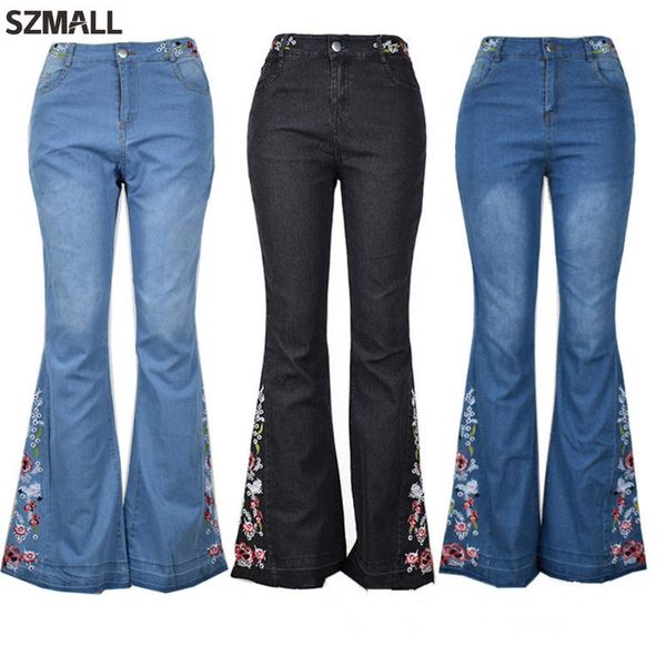 szmall fashion women jeans autumn winter female floral flare full jeans high waist button long trouser, Blue
szmall fashion women jeans autumn winter female floral flare full jeans high waist button long trouser, Blue
