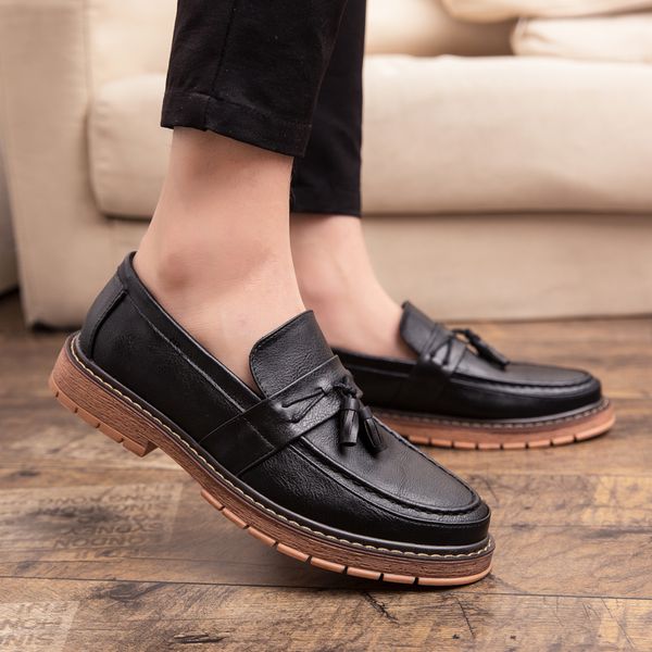 men loafers fashion leather mens casual shoes slip on comfortable anti slip on tassel moccasins club party shoes men, Black
men loafers fashion leather mens casual shoes slip on comfortable anti slip on tassel moccasins club party shoes men, Black
