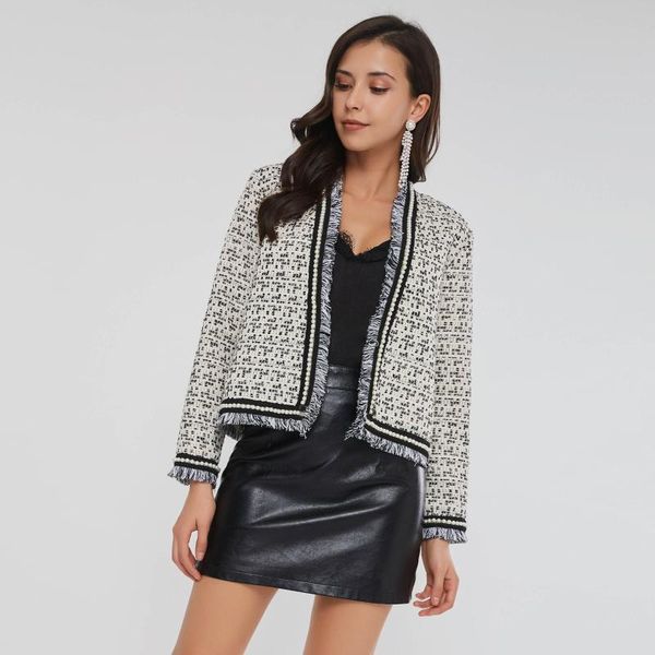 casual tweed jacket coat cardigan women autumn 2020 beads pearl black print tassel sides slim trendy fashion winter short coats, Black;brown
casual tweed jacket coat cardigan women autumn 2020 beads pearl black print tassel sides slim trendy fashion winter short coats, Black;brown