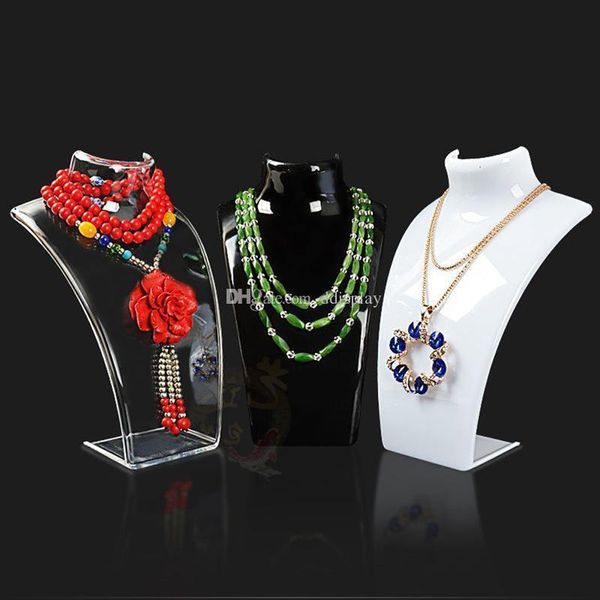 

[DDisplay] High Classic Acrylic Jewelry Necklace Frame Transparent/Black/White Pendant Mannequin Display Female/Male Jewelry Showcase Hoder