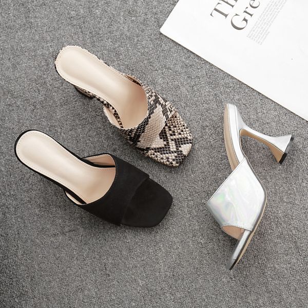 low female shoes thin heels big size snakeskin heeled mules ladies' slippers 2020 high rubber strange style basic pu rome, Black
low female shoes thin heels big size snakeskin heeled mules ladies' slippers 2020 high rubber strange style basic pu rome, Black