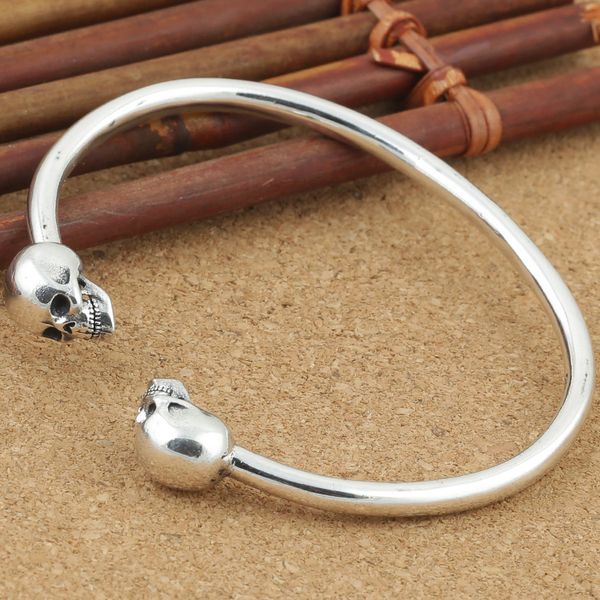 925 sterling silver handmade jewelry antique silver american european designer skull bangle bracelets for men punk style ing, Black
925 sterling silver handmade jewelry antique silver american european designer skull bangle bracelets for men punk style ing, Black