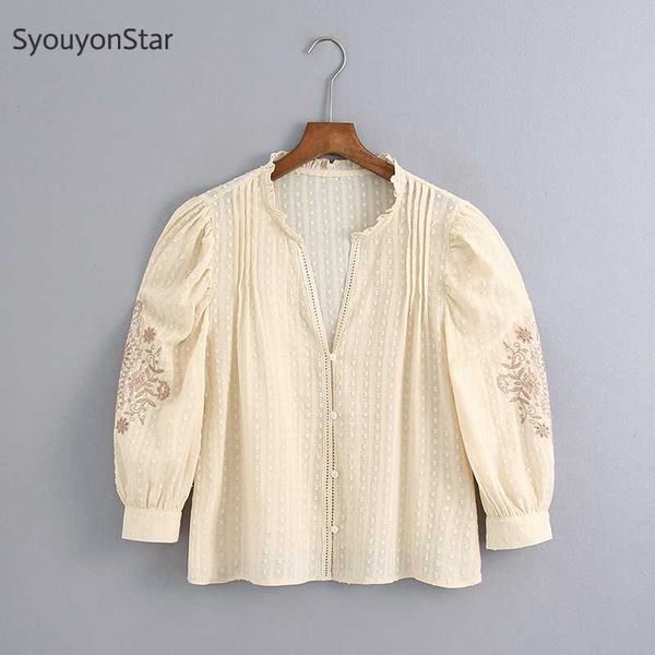 women's blouses & shirts autumn long sleeve blouse women embroidery v-neck buttons 2021 fashion blusas, White
women's blouses & shirts autumn long sleeve blouse women embroidery v-neck buttons 2021 fashion blusas, White