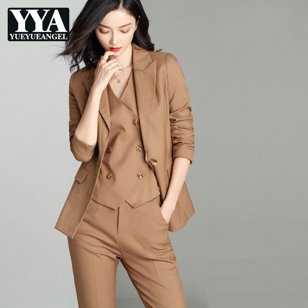 women's two piece pants office ladies fashion brand women slim fit suits long sleeve blazer ankle length double breasted vest female 3p, White
women's two piece pants office ladies fashion brand women slim fit suits long sleeve blazer ankle length double breasted vest female 3p, White