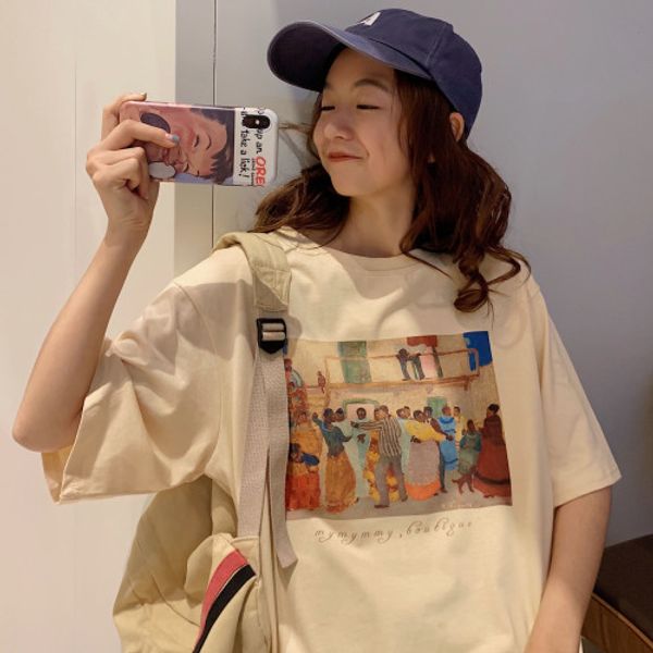 summer character printed casual vintage basic all match loose simple college wind short sleeve female women new t-shirts, White
summer character printed casual vintage basic all match loose simple college wind short sleeve female women new t-shirts, White