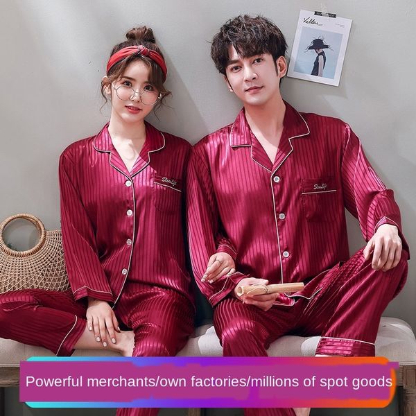 couple men's spring and autumn long sleeve ice silk home wear women's artificial silk thin korean pajamas pajamas style, Blue;red
couple men's spring and autumn long sleeve ice silk home wear women's artificial silk thin korean pajamas pajamas style, Blue;red
