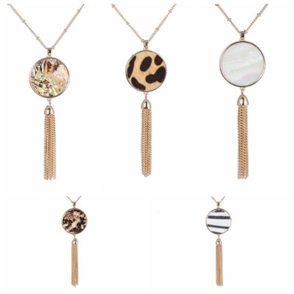 fashion round abalone shell leopard snake skin grainy pendant necklaces tassels long chain sweater necklace jewelry for woman, Silver
fashion round abalone shell leopard snake skin grainy pendant necklaces tassels long chain sweater necklace jewelry for woman, Silver