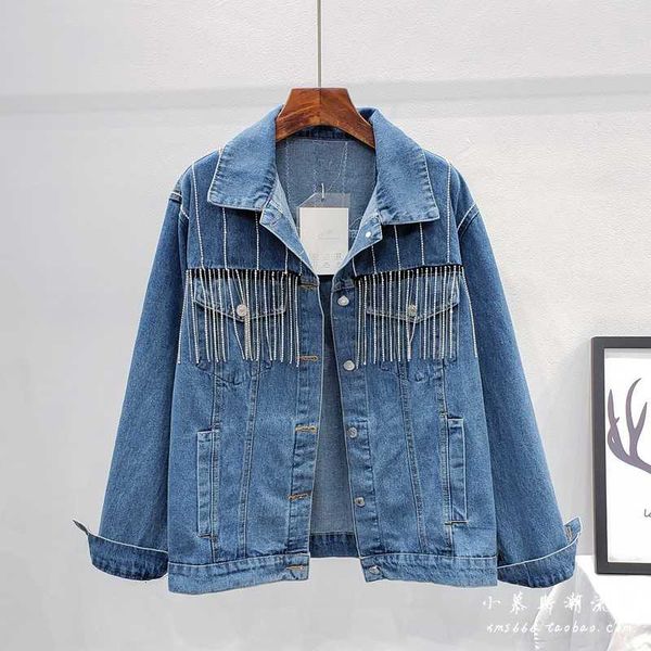 autumn new rhinestone tassel denim jacket women fashion solid vintage jeans jacket women long sleeve loose jeans coat tide h528, Black;brown
autumn new rhinestone tassel denim jacket women fashion solid vintage jeans jacket women long sleeve loose jeans coat tide h528, Black;brown