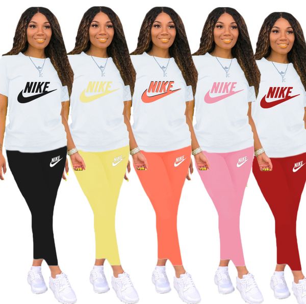 brand women spring summer 2 piece set short sleeve t-shirt+pants letter sports suit crew neck pullover outfits solid color jogging suit p213, White
brand women spring summer 2 piece set short sleeve t-shirt+pants letter sports suit crew neck pullover outfits solid color jogging suit p213, White