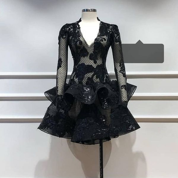 2021 short lace prom dresses, Black