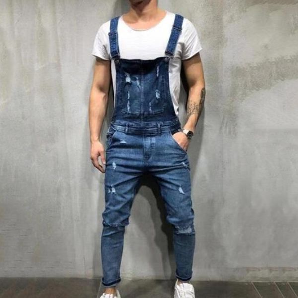 men ripped casual jumpsuit overalls jeans ruffled ripped button fashion wear hole men denim jeans for man, Blue
men ripped casual jumpsuit overalls jeans ruffled ripped button fashion wear hole men denim jeans for man, Blue