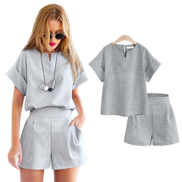 linen two piece female office suit casual v-neck pants short sleeve summer fashion multicolor women lady girl suit set, Gray
linen two piece female office suit casual v-neck pants short sleeve summer fashion multicolor women lady girl suit set, Gray