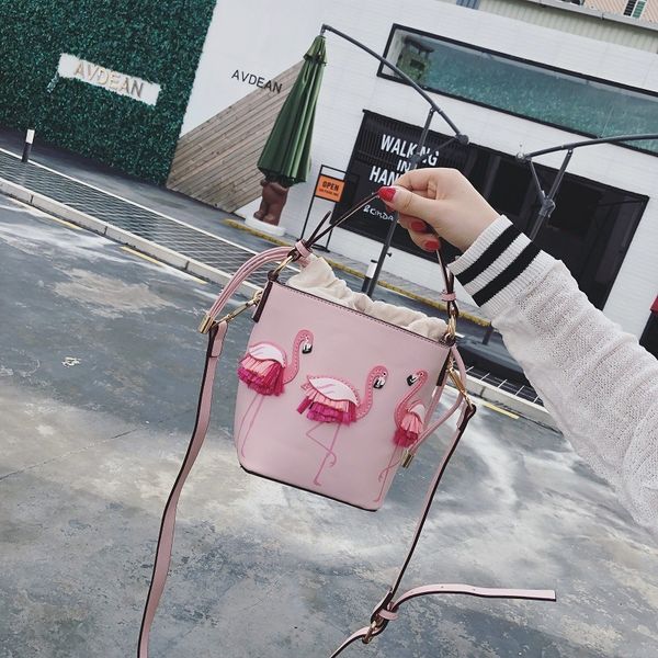 flamingo women's new shoulder strap handhand hand bucket niche design bag korean style fairy shoulder messenger bag, White
flamingo women's new shoulder strap handhand hand bucket niche design bag korean style fairy shoulder messenger bag, White