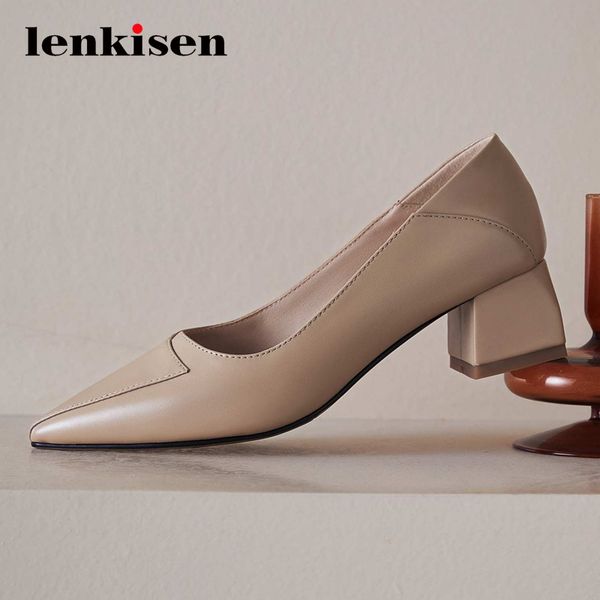 lenkisen autumn new shoes korean girls full grain leather handmade pointed toe thick med heel slip on energy women pumps l31, Black
lenkisen autumn new shoes korean girls full grain leather handmade pointed toe thick med heel slip on energy women pumps l31, Black