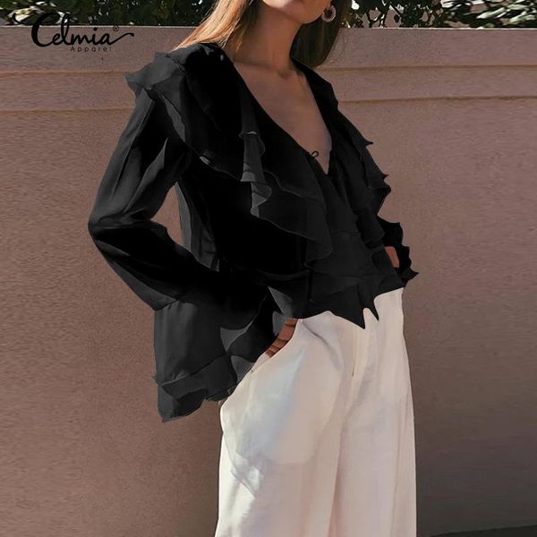 soild color plus size long flare sleeve blouse feminine celmia women deep v-neck fashion loose blusas office shirt 5xl, White
soild color plus size long flare sleeve blouse feminine celmia women deep v-neck fashion loose blusas office shirt 5xl, White
