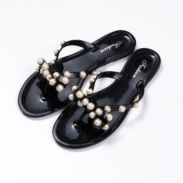 cross-border style bow pearl flip-flop female summer foreign trade non-slip rivet crystal slippers female, Black
cross-border style bow pearl flip-flop female summer foreign trade non-slip rivet crystal slippers female, Black
