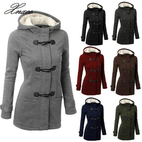 women's wool & blends women cotton overcoat 2021 winter casual horn button hooded blend outwear fashion pocket solid buckles female coa, Black
women's wool & blends women cotton overcoat 2021 winter casual horn button hooded blend outwear fashion pocket solid buckles female coa, Black