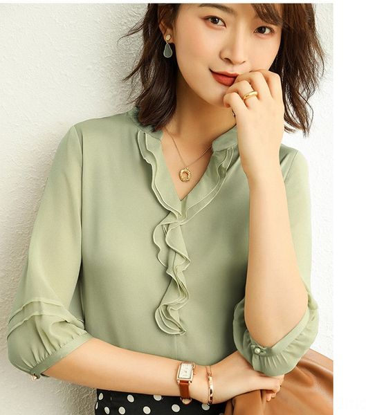 women's 2020 summer short sleeve hangzhou new wooden ear satin loose mulberry silk shirt silk shirt, White
women's 2020 summer short sleeve hangzhou new wooden ear satin loose mulberry silk shirt silk shirt, White