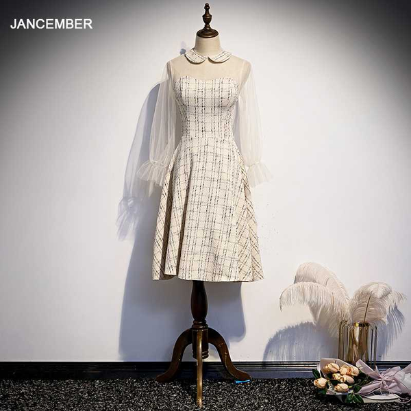 party dresses jancember wln20059 temperament ladies champagne mid-length a-line long lantern sleeves evening prom 2021 high neck jurk, White;black
party dresses jancember wln20059 temperament ladies champagne mid-length a-line long lantern sleeves evening prom 2021 high neck jurk, White;black