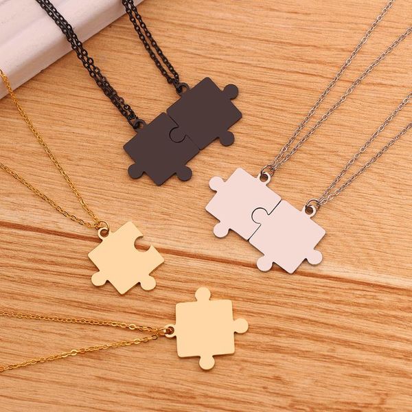 2pcs men women couple puzzle pendant necklace stainless steel link chain 3 colors necklaces set jewelry for lovers, Silver
2pcs men women couple puzzle pendant necklace stainless steel link chain 3 colors necklaces set jewelry for lovers, Silver