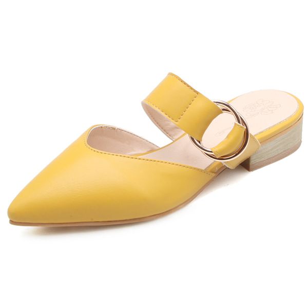 plus size 34-44 new arrive women sandals pointed toe with buckle square heel women mules sweet ladies dress shoes, Black 
plus size 34-44 new arrive women sandals pointed toe with buckle square heel women mules sweet ladies dress shoes, Black