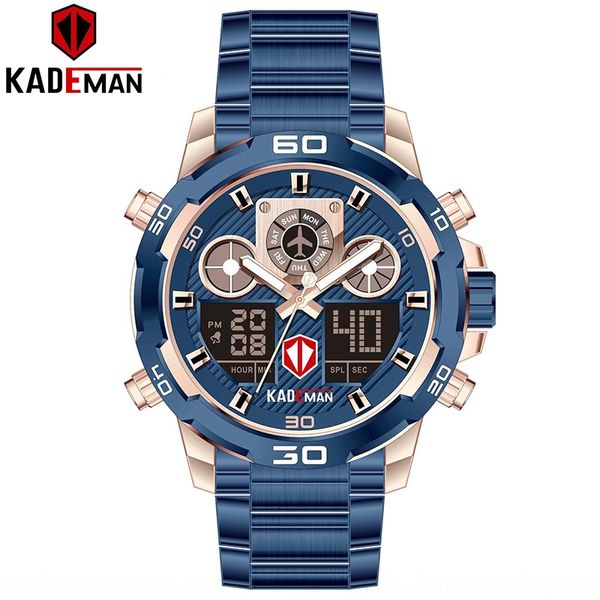 kademan kidman sports waterproof multifunctional men's double display alarm alarm clock watch clock calendar steel belt watch, Blue
kademan kidman sports waterproof multifunctional men's double display alarm alarm clock watch clock calendar steel belt watch, Blue